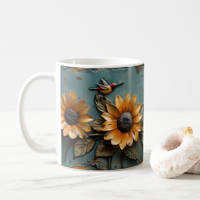 Caneca de café com beija-flor joaninha girassol   (Com Donut)
