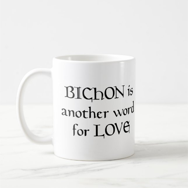 caneca de café com bichon (Esquerda)