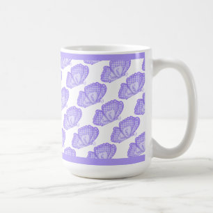 Caneca de Café com Borboletas Roxas