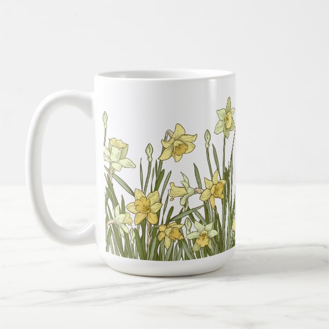 Caneca de café com borda floral de daffodils amare (Esquerda)