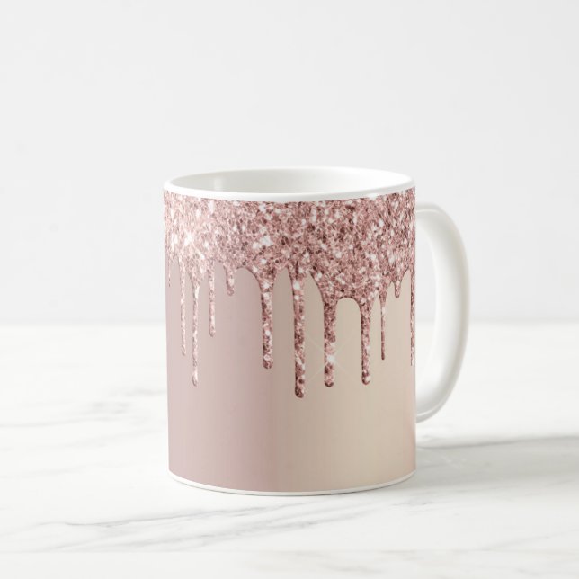 Caneca de Café com Brilho em Glitter Rose Gold (Frente Esquerda)