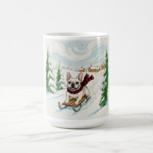 Caneca de Café com Bulldog Francês em Trenó
