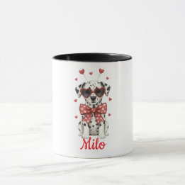 Caneca de café com cachorro Dálmata dia dos namora
