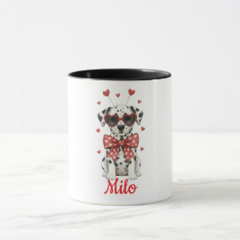 Caneca de café com cachorro Dálmata dia dos namora
