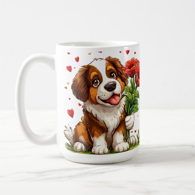 Caneca de Café com Cachorro Fofo de Dia dos Namora (Esquerda)