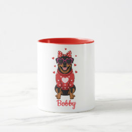 caneca de café com cachorro Rottweiler dia dos nam
