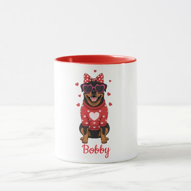 caneca de café com cachorro Rottweiler dia dos nam (Centro)