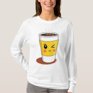 Caneca de café com camiseta de piscar um olho