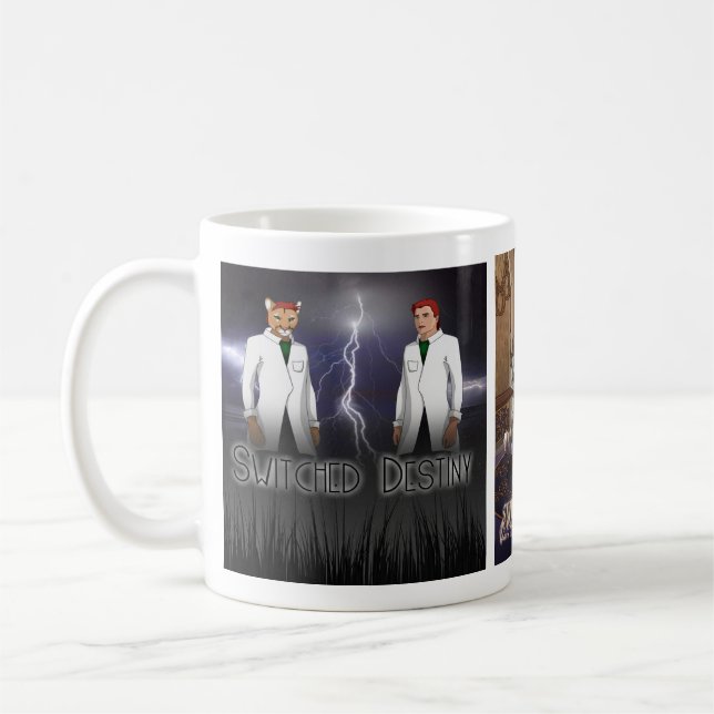 Caneca de café com capa do livro Switched Destinie (Esquerda)