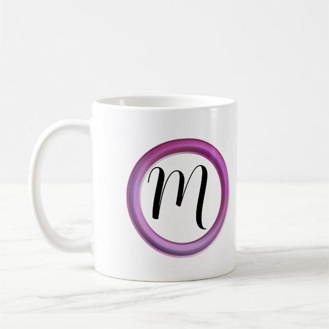 Caneca de Café com Círculo Rosa Monograma (Esquerda)
