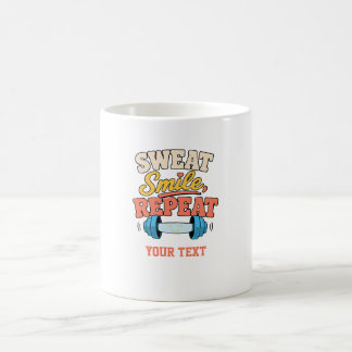 caneca de café com citação de academia suor sorris