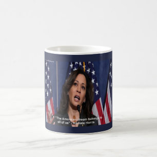 Caneca de café com citação de Kamala Harris & Sonh