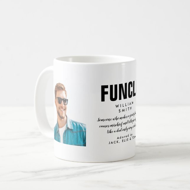 Caneca de café com citação divertida do tio divert (Frente Esquerda)