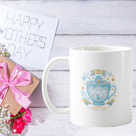 Caneca de café com citação do Dia das Mães em aqua