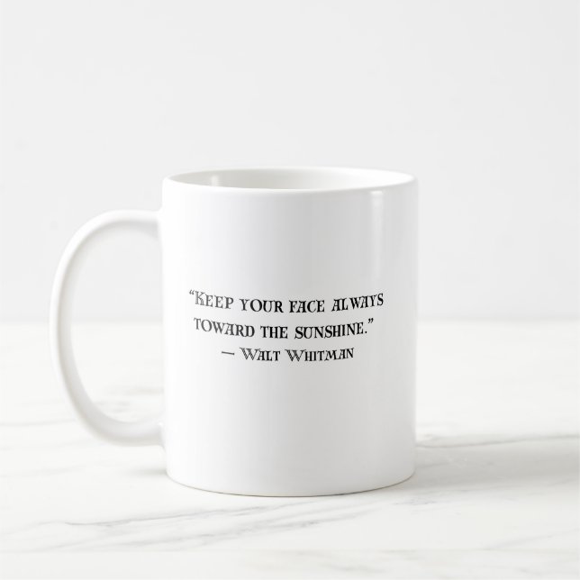 Caneca de café com citação positiva de Walt Whitma (Esquerda)