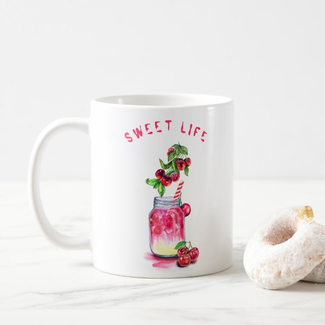Caneca de Café com Cocktail de Cereja (Com Donut)