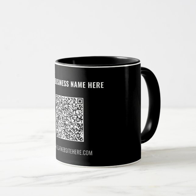 Caneca de Café com Código QR de Marca Promocional  (Frente Esquerda)