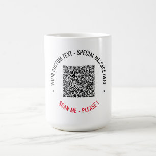 Caneca de Café com Código QR e Texto Personalizado