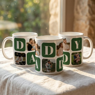 Caneca de Café com Colagem de Fotos do Papai Moder