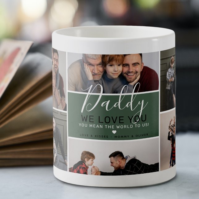 Caneca de café com colagem de fotos do papai moder (Criador carregado)