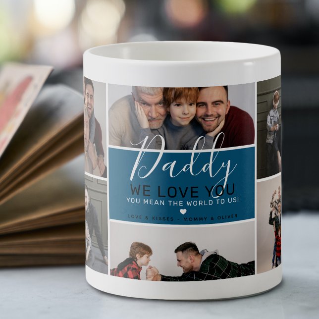 Caneca de café com colagem de fotos do papai moder (Criador carregado)