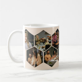 Caneca de Café com Colagem de Fotos em Hexágono Ge