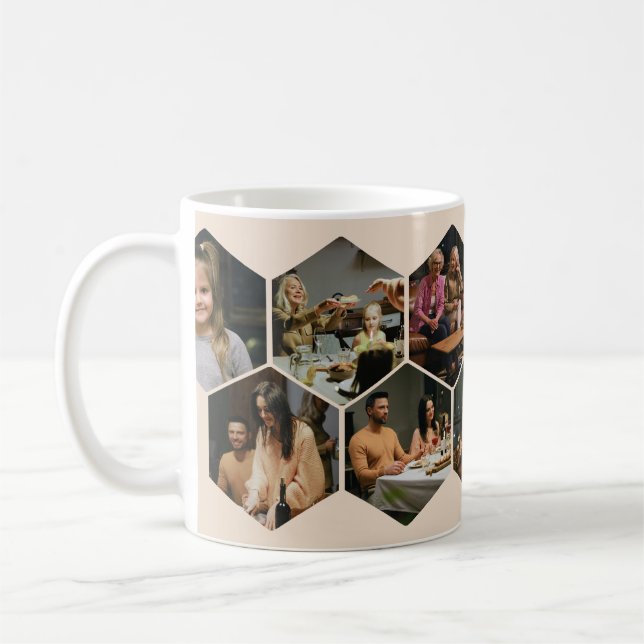 Caneca de Café com Colagem de Fotos em Hexágono Ge (Esquerda)