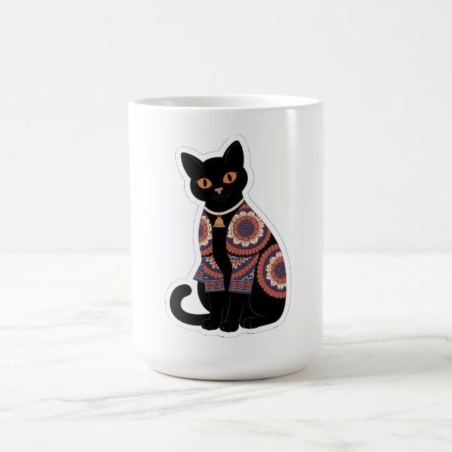Caneca de Café com Colar de Sino de Gato Preto Man (Centro)