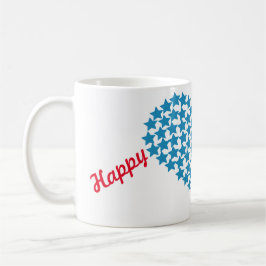 caneca de café com corações de 4 de julho
