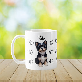 Caneca de Café com Corações e Patas de Cachorro Pe