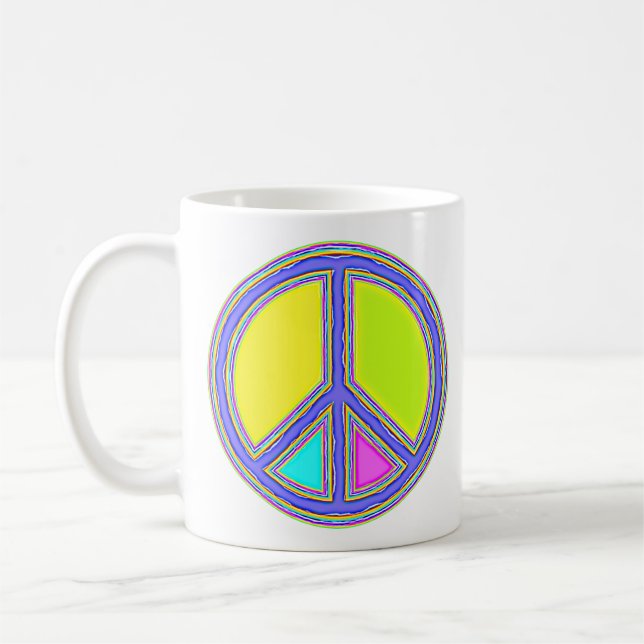 Caneca De Café Com Cores Preenchidas Sinal de PAZ 1 (Esquerda)