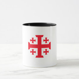 Caneca de café com cruz de Jerusalém dos cruzados