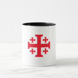 Caneca de café com cruz de Jerusalém dos cruzados 