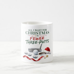 Caneca de café com desejos de Natal de golfe com b