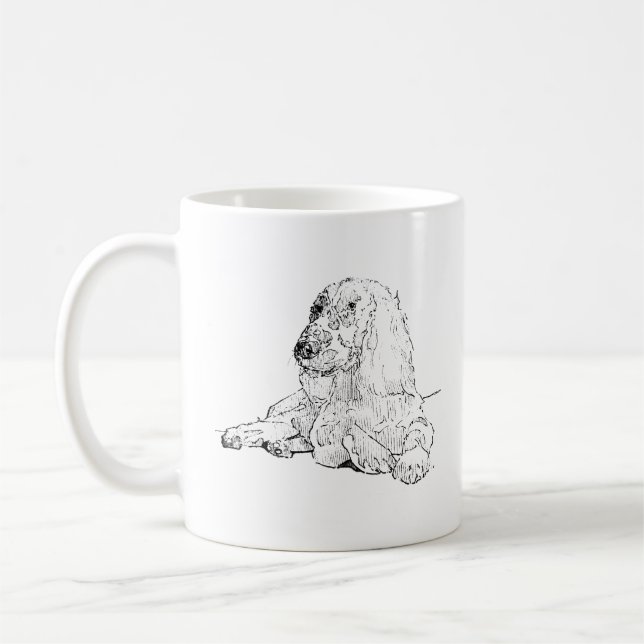 Caneca de Café com Desenho a Linha de Cocker Spani (Esquerda)
