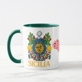 Caneca de Café com Desenho da Trinacria Siciliana