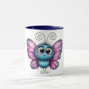 Caneca de café com desenho de borboleta adorável