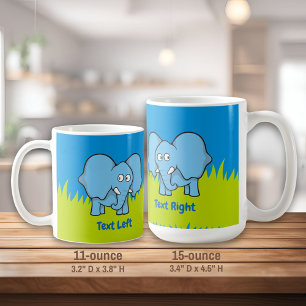 Caneca de café com desenho de elefante azul