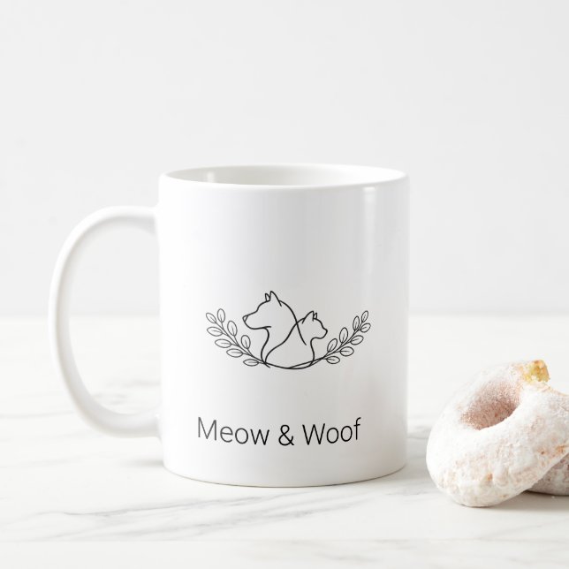 Caneca de Café com Desenho de Linha Contínua de Mã (Com Donut)