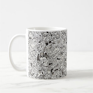 Caneca de Café com Desenho de Rostos de Desenho An