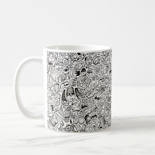 Caneca de Café com Desenho de Rostos de Desenho An (Esquerda)