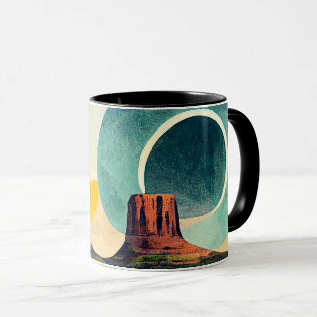 Caneca de Café com Desenho Gráfico Moderno do Monu (Frente Esquerda)