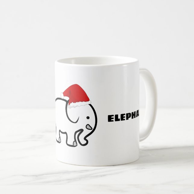 Caneca de Café com Design de Elefante Branco (Frente Esquerda)