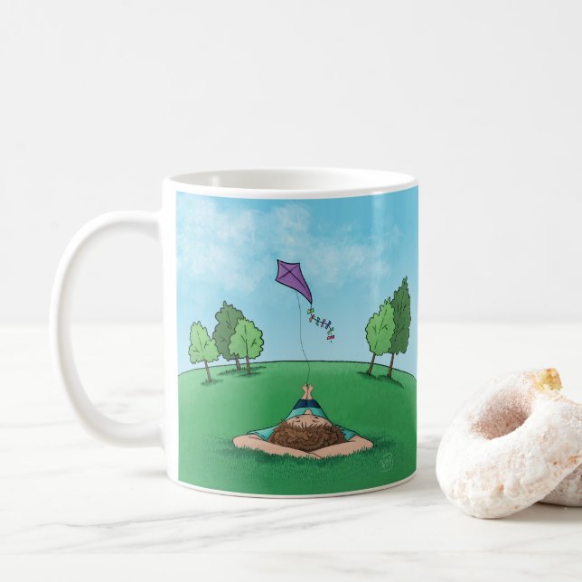 Caneca de café com design de pipa voando (Com Donut)