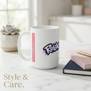 Caneca de Café com Design Gráfico de Texto Relax p