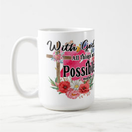 Caneca De Café Com Deus Todas as Coisas São Possíveis Bíblia Cris