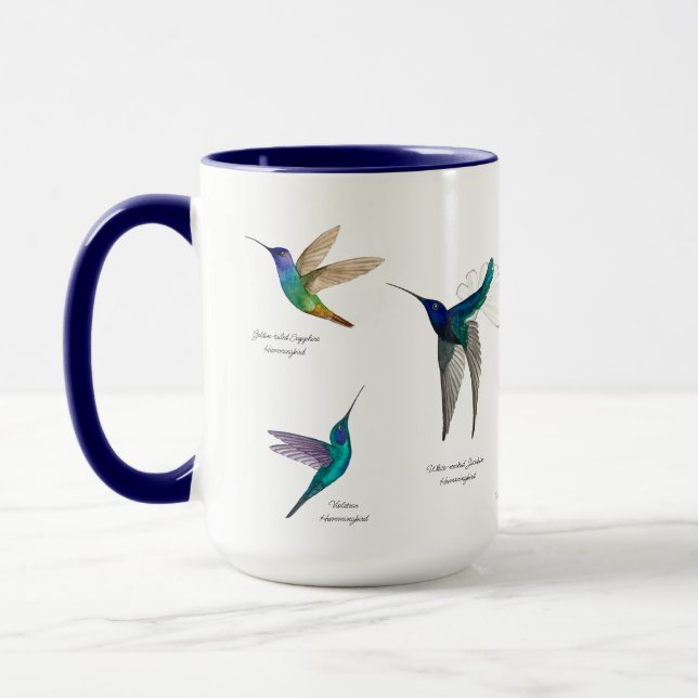 Caneca de Café com Duas Cores de Beija-flores Trop (Esquerda)