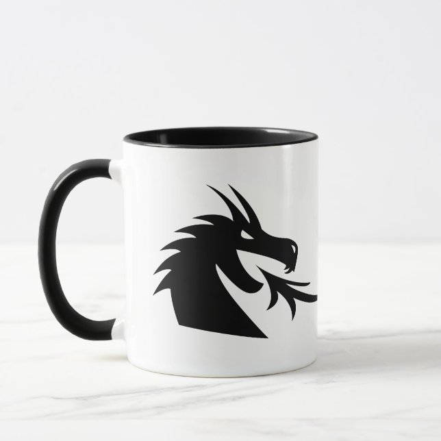 Caneca de café com duas criaturas de cabeça de dra (Esquerda)