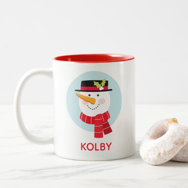 Caneca De Café Com Duas Pontas De Neve De Inverno (Com Donut)