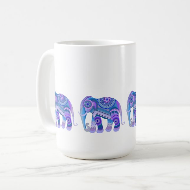 CANECA DE CAFÉ COM ELEFANTE AZUL REFRESCANTE (Frente Esquerda)